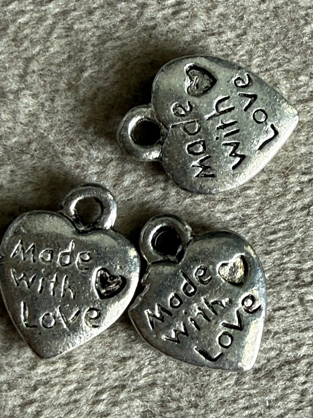 Silver 'Made With Love' Heart Charms
